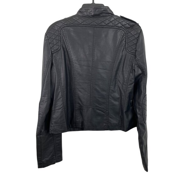 Xhilaration Moto Jacket Women’s Faux Leather Size XXL Black Zip Snap - Picture 2 of 13